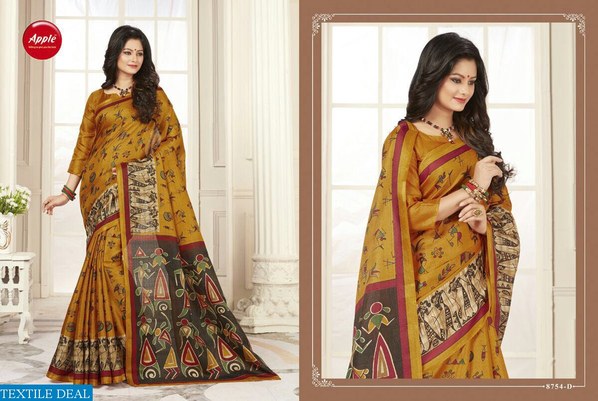 apple madhubani vol-5 wholesale cotton silk saree